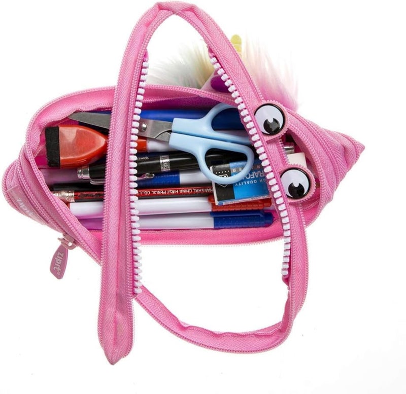 ZIPIT Unicorn Pencil Case for Girls, Cute Zipper Pouch for Kids Teens, Stationery Bag for School, Pink - Image 4